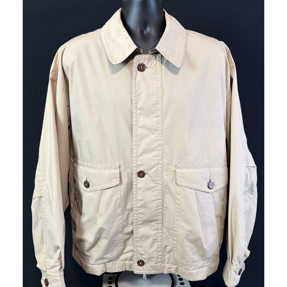 GANT VTG Jacket Khaki Regular Fit Long Sleeve Coat Size L 90s Retro All Weather